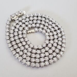 Moissanite 6 Carat Sterling Silver Tennis Necklace 18"